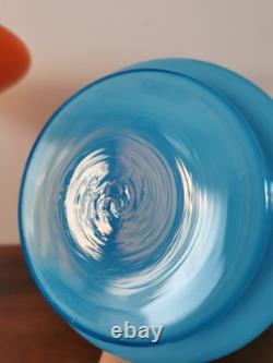 Vase en verre bleu à casquette scandinave vintage des années 60-70, Alsterfors suédois
