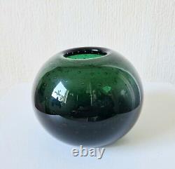 Vase en verre bulle vert foncé 'Perlora' conçu par Walter Drexel WMF des années 1960