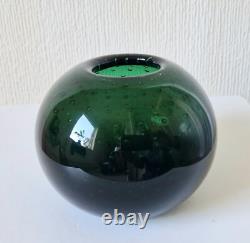 Vase en verre bulle vert foncé 'Perlora' conçu par Walter Drexel WMF des années 1960