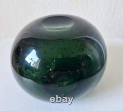 Vase en verre bulle vert foncé 'Perlora' conçu par Walter Drexel WMF des années 1960