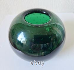Vase en verre bulle vert foncé 'Perlora' conçu par Walter Drexel WMF des années 1960