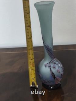 Vase en verre camée Art Nouveau authentique d'Émile Gallé 'Muguet' Ex-Hôtel Culloden