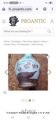 Vase en verre camée Art Nouveau authentique d'Émile Gallé 'Muguet' Ex-Hôtel Culloden