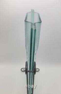 'Vase en verre clair et givré avec support en métal flottant Mark Hines, 14 pouces'