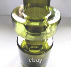 Vase en verre cog couleur olive de Riihimaki des années 1960-1970 style camshaft kaki avocat