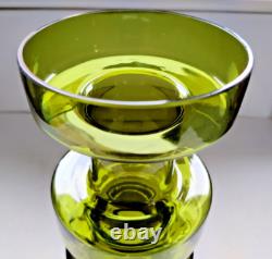 Vase en verre cog couleur olive de Riihimaki des années 1960-1970 style camshaft kaki avocat