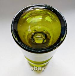 Vase en verre cog couleur olive de Riihimaki des années 1960-1970 style camshaft kaki avocat