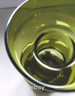 Vase en verre cog couleur olive de Riihimaki des années 1960-1970 style camshaft kaki avocat