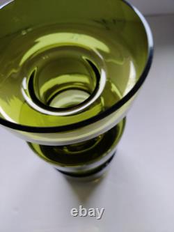 Vase en verre cog couleur olive de Riihimaki des années 1960-1970 style camshaft kaki avocat