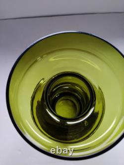 Vase en verre cog couleur olive de Riihimaki des années 1960-1970 style camshaft kaki avocat