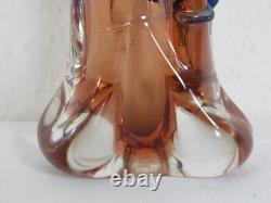 Vase en verre corail et bleu cobalt 'Czech Niagara Range' par Karel Zemek pour Mstisov