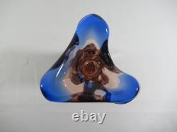 Vase en verre corail et bleu cobalt 'Czech Niagara Range' par Karel Zemek pour Mstisov