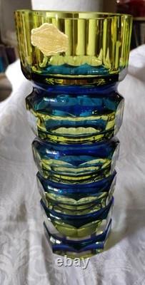 Vase en verre cristal Josef Hoffmann Moser Art déco 1930 taillé à facettes 23 cm 1,2 kg