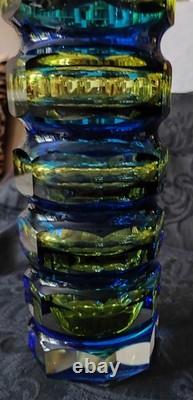 Vase en verre cristal Josef Hoffmann Moser Art déco 1930 taillé à facettes 23 cm 1,2 kg