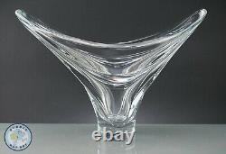 Vase en verre cristal clair Vannes France, art en verre libre forme MCM, 10½ pouces de hauteur