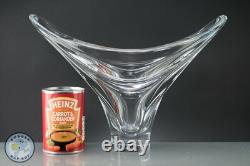 Vase en verre cristal clair Vannes France, art en verre libre forme MCM, 10½ pouces de hauteur