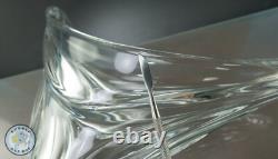 Vase en verre cristal clair Vannes France, art en verre libre forme MCM, 10½ pouces de hauteur