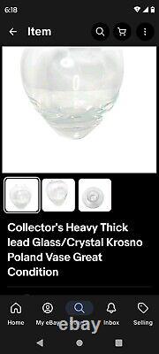 Vase en verre/cristal épais de collection Krosno Pologne en excellent état