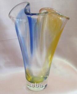 Vase en verre cristal fait main vintage