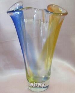 Vase en verre cristal fait main vintage