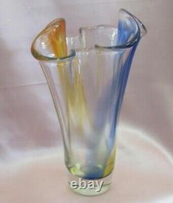 Vase en verre cristal fait main vintage