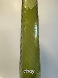 Vase en verre cristallier artistique toscan d'Empoli des années 1960 50 cm vert olive ?