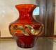Vase En Verre D'art Bullicante Rouge Et Or Soufflé à La Main De Murano Vénitien Des Années 1970