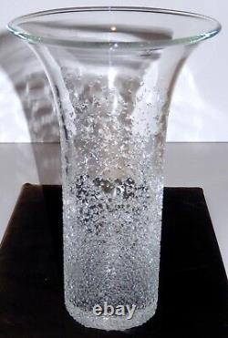 Vase en verre d'art ED BRANSON Cristal Clair Soufflé à la Main Signé 1997