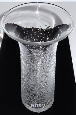 Vase en verre d'art ED BRANSON Cristal Clair Soufflé à la Main Signé 1997