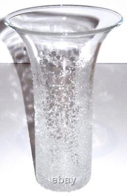 Vase en verre d'art ED BRANSON Cristal Clair Soufflé à la Main Signé 1997