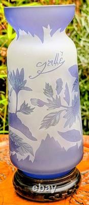 Vase en verre d'art Galle Tip Emerico Montesy RARE 8,5 x 4 pouces