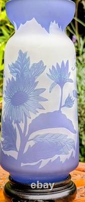 Vase en verre d'art Galle Tip Emerico Montesy RARE 8,5 x 4 pouces