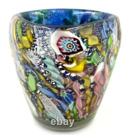Vase en verre d'art Murano AVEM des années 1950 à éclats d'or Bizantino 'Tutti Frutti'