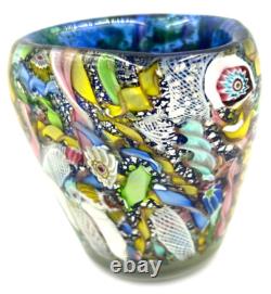 Vase en verre d'art Murano AVEM des années 1950 à éclats d'or Bizantino 'Tutti Frutti'