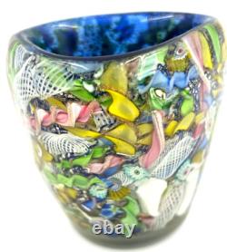 Vase en verre d'art Murano AVEM des années 1950 à éclats d'or Bizantino 'Tutti Frutti'