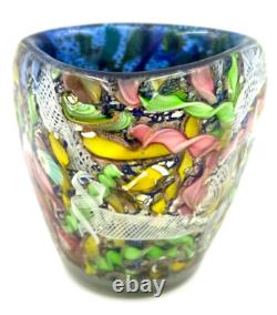 Vase en verre d'art Murano AVEM des années 1950 à éclats d'or Bizantino 'Tutti Frutti'