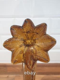 Vase en verre d'art Murano Gardenia grand et fantastique en or/ambre rempli de paillettes d'argent