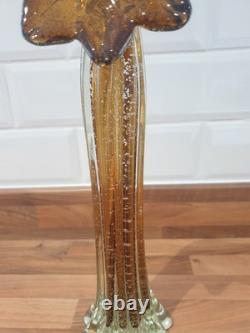 Vase en verre d'art Murano Gardenia grand et fantastique en or/ambre rempli de paillettes d'argent