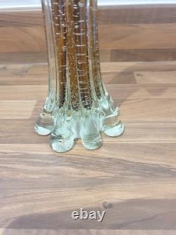 Vase en verre d'art Murano Gardenia grand et fantastique en or/ambre rempli de paillettes d'argent