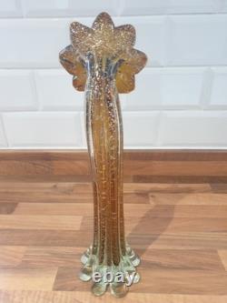 Vase en verre d'art Murano Gardenia grand et fantastique en or/ambre rempli de paillettes d'argent