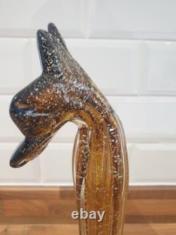 Vase en verre d'art Murano Gardenia grand et fantastique en or/ambre rempli de paillettes d'argent