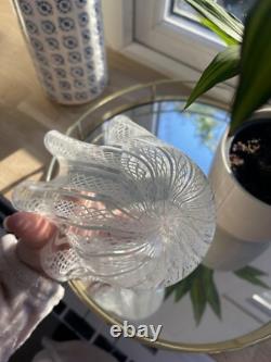 Vase en verre d'art Murano Lattigino Ribbon blanc-transparent 5 pouces de haut