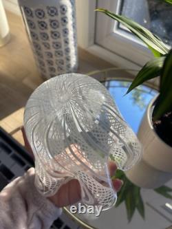 Vase en verre d'art Murano Lattigino Ribbon blanc-transparent 5 pouces de haut