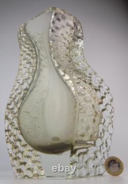 Vase en verre d'art Murano Mandruzzato Sommerso énorme et lourd couleur citron