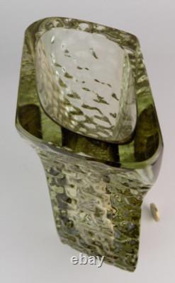 Vase en verre d'art Murano Mandruzzato Sommerso énorme et lourd couleur citron