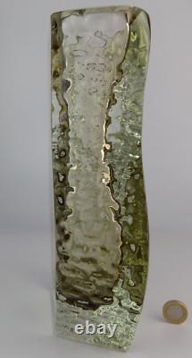 Vase en verre d'art Murano Mandruzzato Sommerso énorme et lourd couleur citron