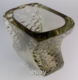 Vase en verre d'art Murano Mandruzzato Sommerso énorme et lourd couleur citron