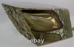 Vase en verre d'art Murano Mandruzzato Sommerso énorme et lourd couleur citron