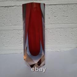 Vase en verre d'art Murano Sommerso vintage des années 1970 de style mid-century modern