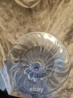 Vase en verre d'art Murano italien antique (années 1920) bleu soufflé à la main en spirale grand